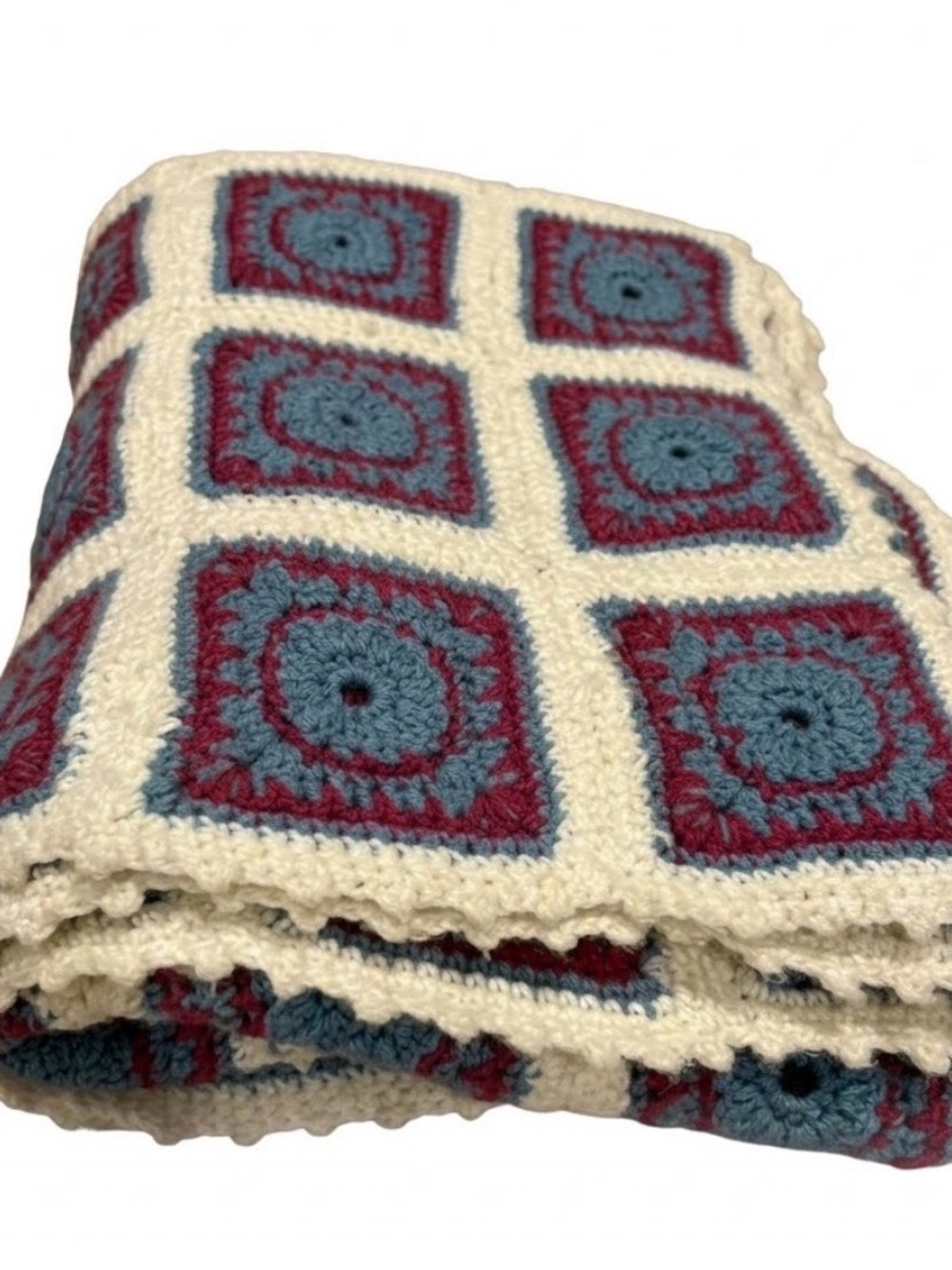 Handmade VTG Roseann/Big Bang Theory Granycore crochet afghan 70”x54”